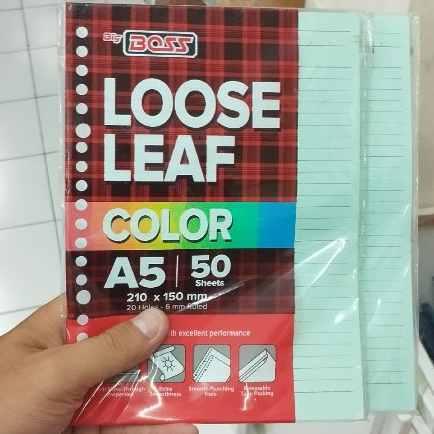 

LOOSE LEAF BIGBOSS A5/50 BLUE/KERTAS BINDER ISI 50 LEMBAR WARNA BIRU