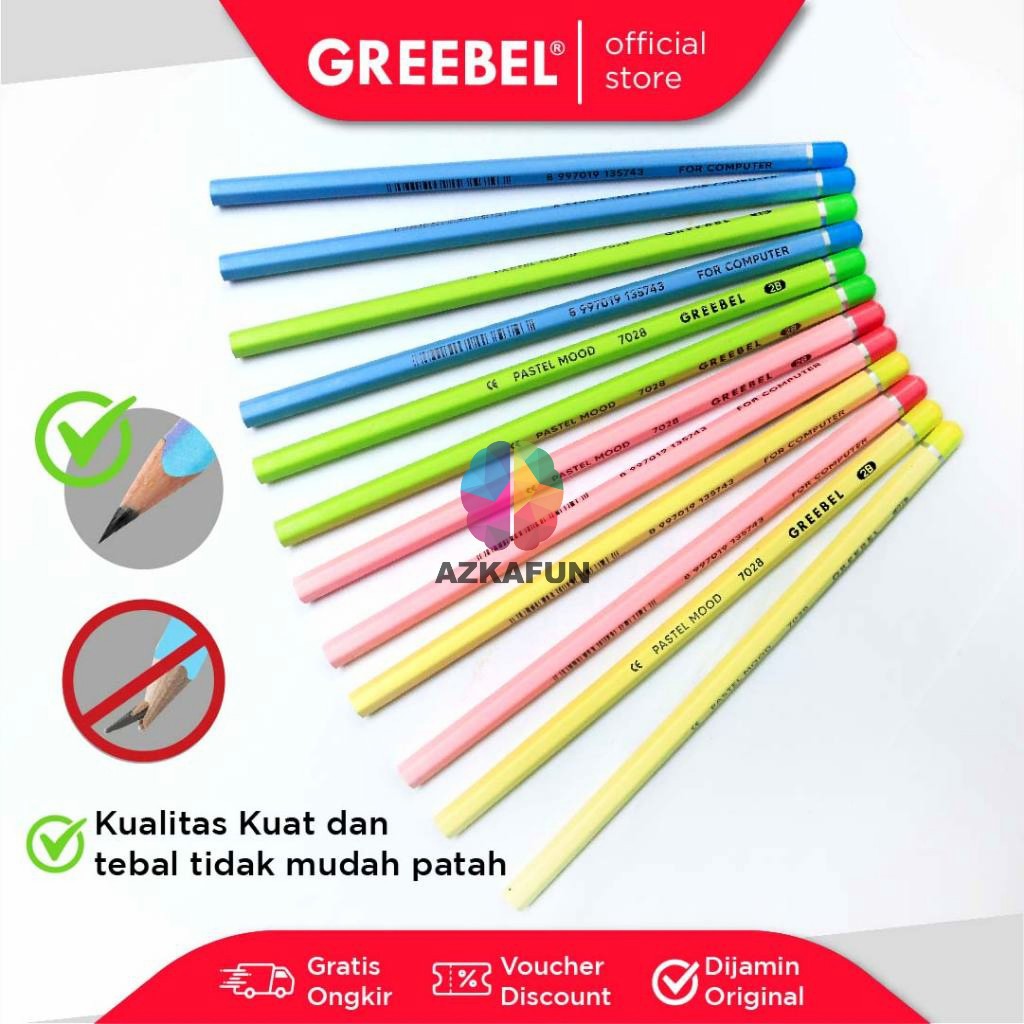 

GREEBEL Pensil kayu 2B 7028 PASTEL MOOD - Pensil 2B Greebel