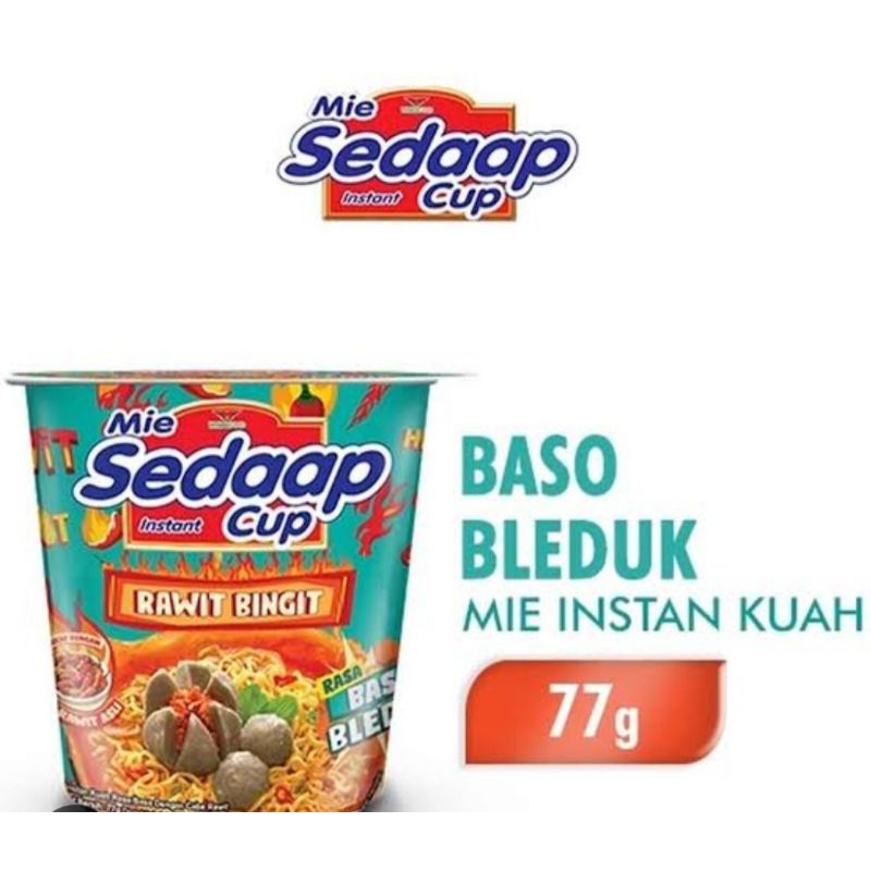 

Mie Sedaap instan Cup Rasa Baso Bleduk 77g / 2pcs