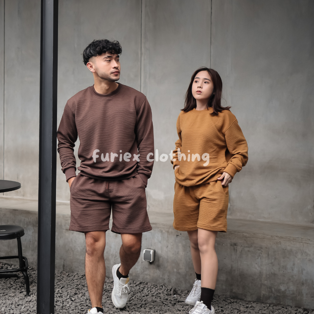 lop Furiex-One Set Pria Sweater One Set Unisex Stelan One set Crewneck Broadshort Premium