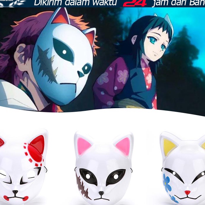 FG2 Demon Slayer Topeng Anime Japanese Rubah Kimetsu No Yaiba Cosplay Fox Mask Kucing Lucu Jepang To