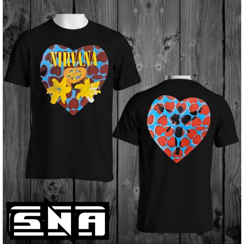 Kaos Nirvana Heart shaped Box Tshirt Distro band musik stones sistem of down