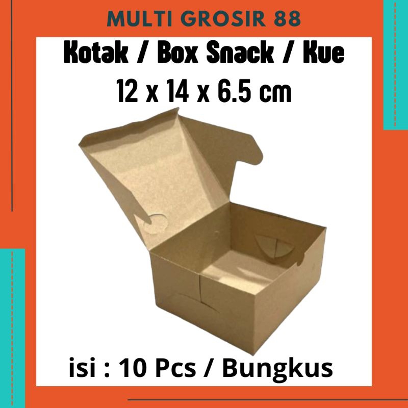

MG88 Kotak Dus Box Snack Kue 12x14 Kraft Coklat Polos isi 10 Lembar