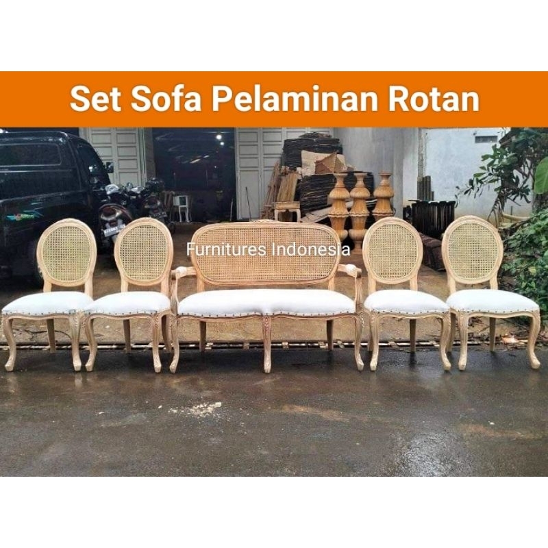 sofa kursi pelaminan rustic rotan / kursi rotan pelaminan / bangku sofa rotan pelaminan racoco / kur