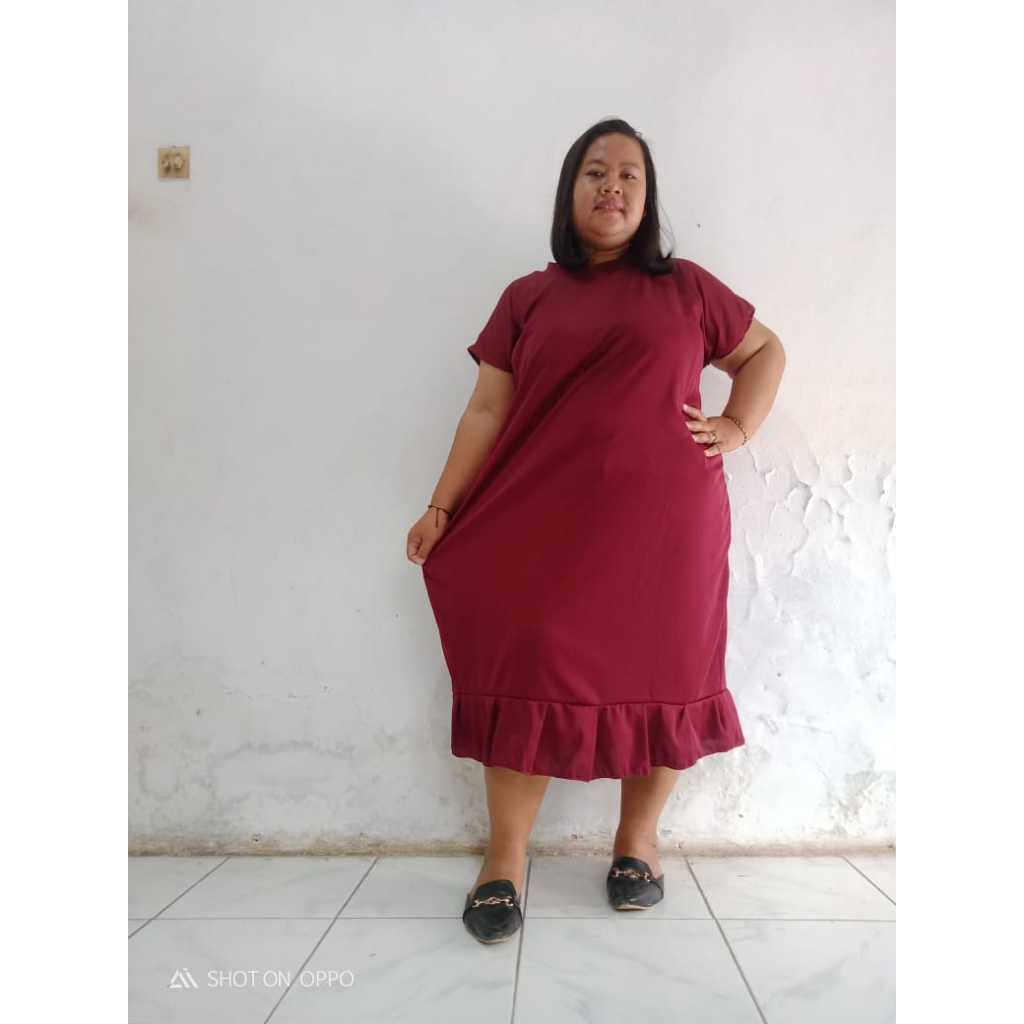 Daster polos jumbo ruffle kekinian daster premium jumbo ruffle