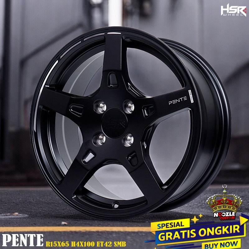 Velg Mobil HSR Ring 15 Lubang 4 Single PCD 100 Pelek Racing HSR R15 Type PENTE