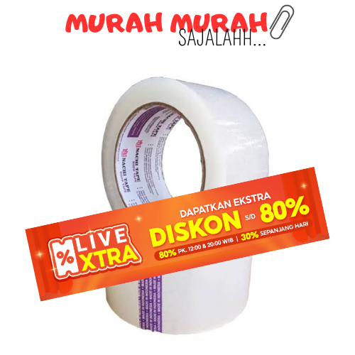 

ECER LAKBAN NACHI BENING 2INCH X 100Y / OPP TAPE NACHI 48MM / ISOLASI BESAR