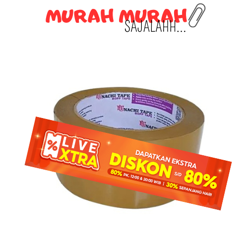 

ECER LAKBAN NACHI COKLAT 2INCH X 100Y / OPP TAPE NACHI 48MM / ISOLASI BESAR
