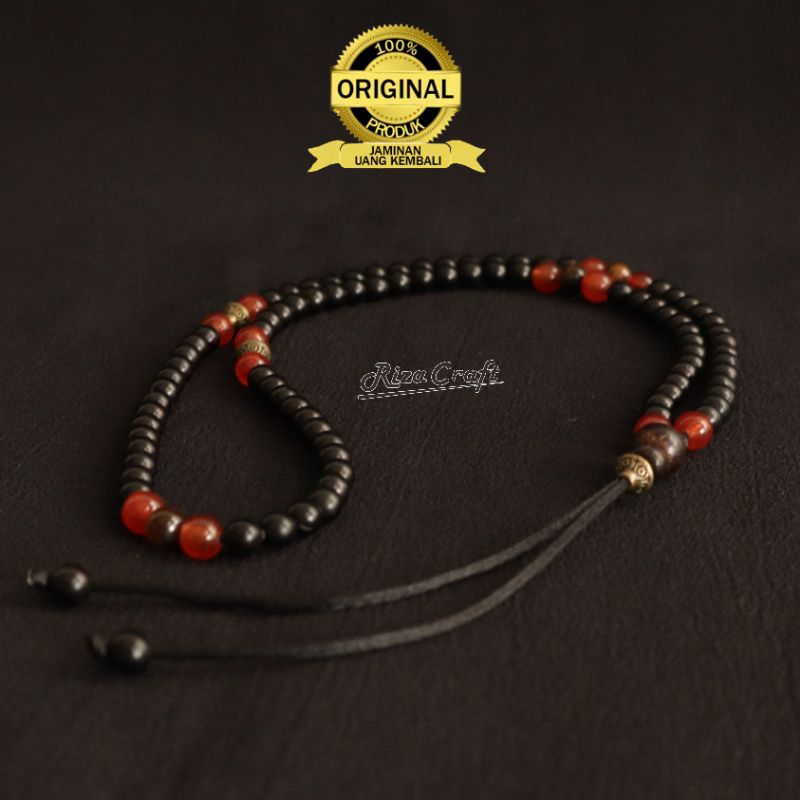Gelang Tasbih THE TRIPLE RED Tasbih Kecil Kayu kokka Kaokah Khokkah Mix Batu Akik Garnet