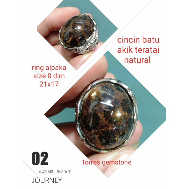 cincin batu akik teratai hitam natural 44
