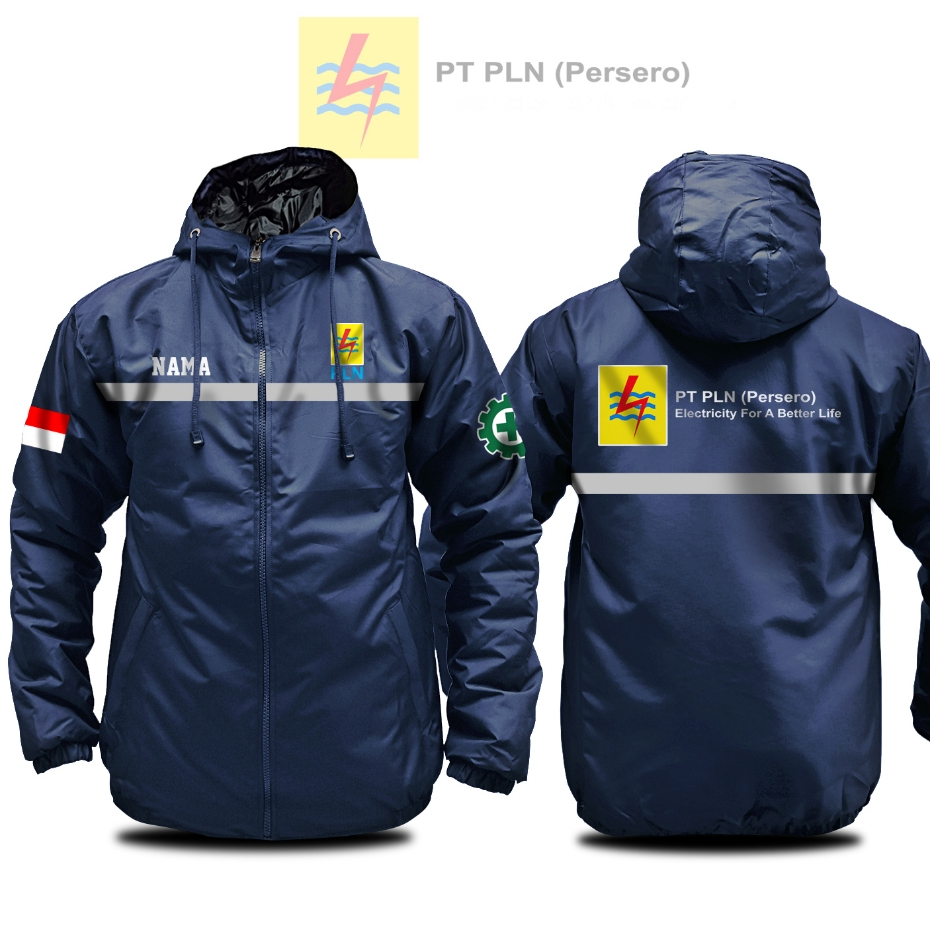 JAKET PT PLN PERSERO Scotlight Jaket Parasut Semi WF Free Nama Bisa Custom