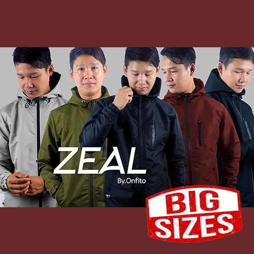 Jaket ZEAL Onfito BigSize 2XL 3XL 4XL 5XL 6XL-Windbreaker Jaket-Jaket Parasut Hoodie Zipper Pria