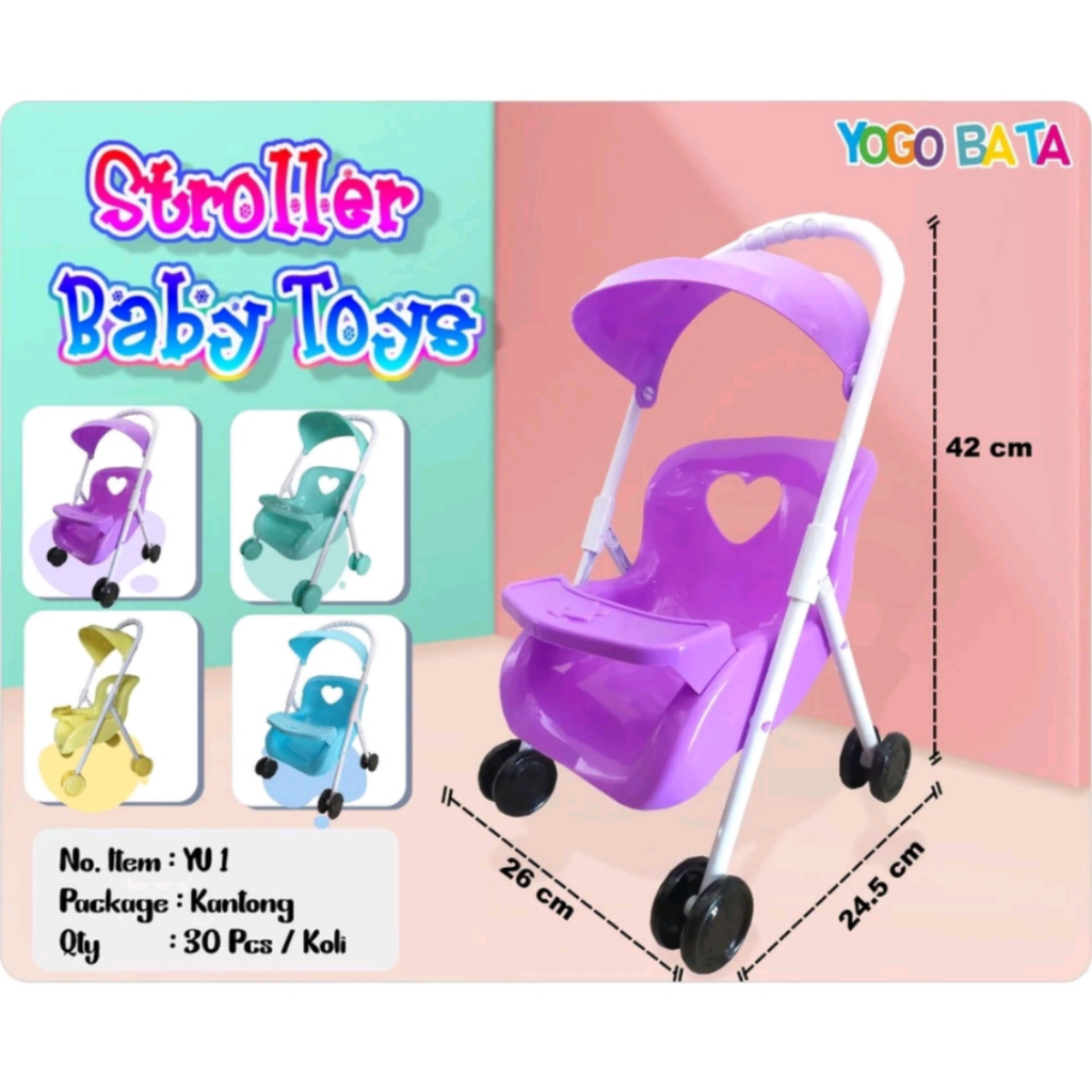 RAJA-MAINAN ANAK STROLLER BABY DORONGAN BONEKA TROLI BAYI YU 1/ MAINAN BONEKA ANAK PEREMPUAN TROLI B