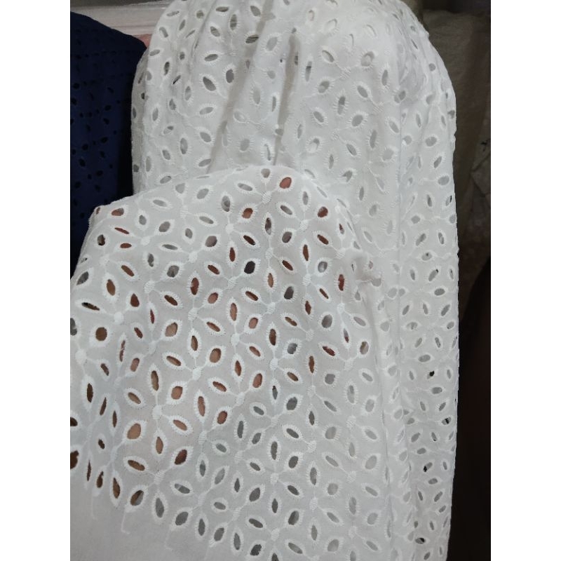 Kain Katun Bordir putih / Bw premium