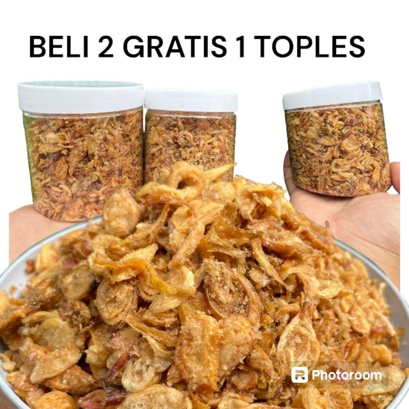 

beli 2 gratis 1 bawang goreng Brebes grade A toples bulat 190 gram