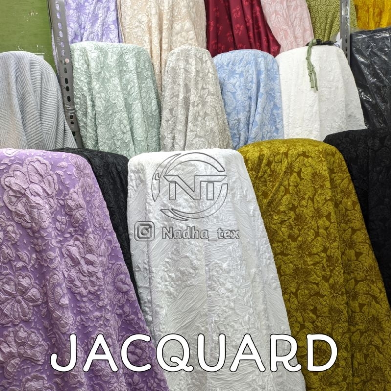 KAIN BAHAN JACQUARD EMOBOS/BAHAN JACQUARD BUNGA-BUNGA