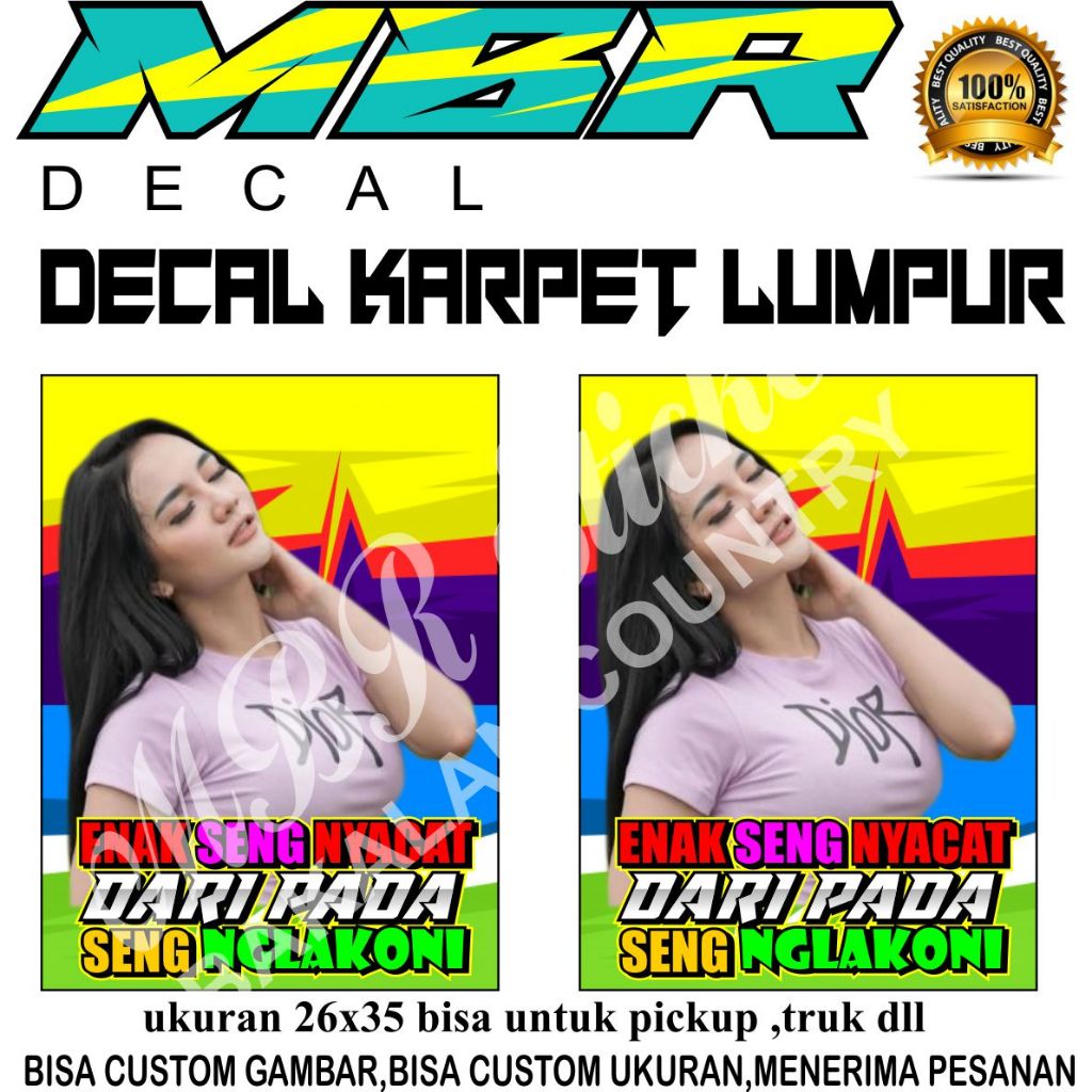 STIKER WANITA CANTIK,STIKER KARPET LUMPUR,STIKER KATA2 CUSTOMDECAL KARPET LUMPUR