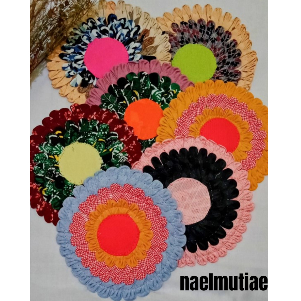 Tatakan  Alas panci kain perca / Alas tatakan gelas piring kain tebal / Alas piring Anti Panas / Ala