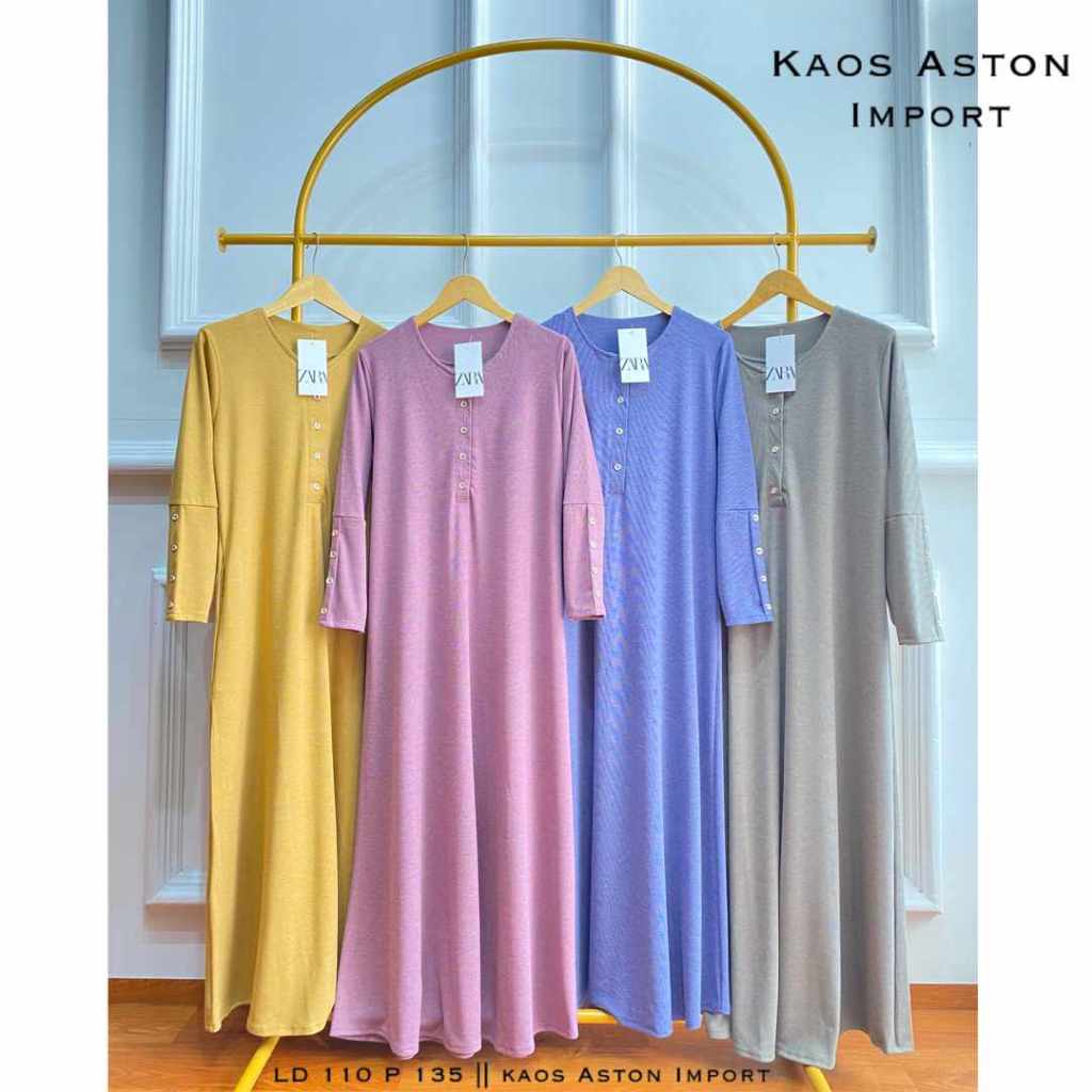 DRESS KAOS ASTON IMPORT PREMIUM INARA KEKINIAN OOTD OUTFIT MUSLIMAH TERBARU TERKINI TERMURAH TERLARI