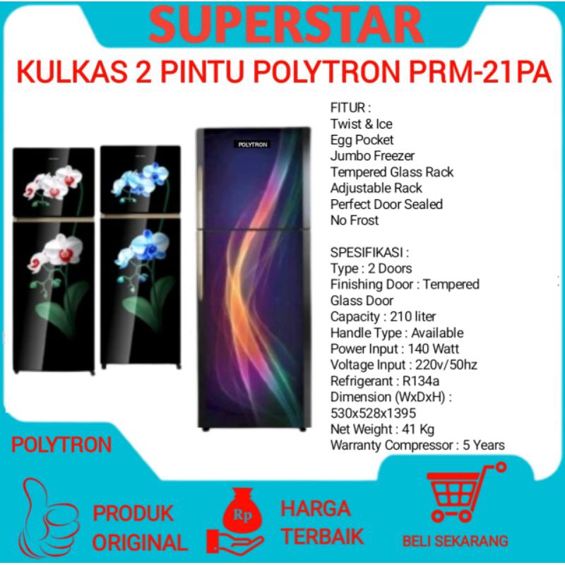 kulkas polytron prm-21pa Kulkas 2 Pintu Polytron PRM-21PA