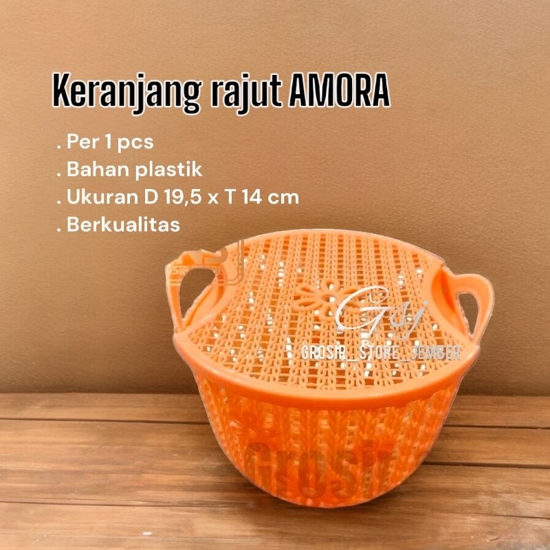Keranjang zora basket rajut bulat + tutup - keranjang mainan plastik serbaguna