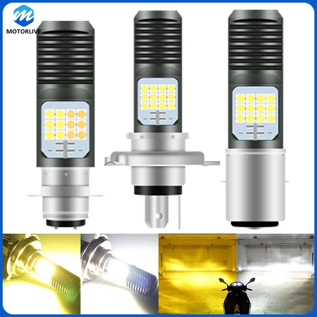 SLM 1 Buah H4 H6 BA20D Led Lampu Depan Sepeda Motor Lampu Dua Warna Hi Lo Beam Sepeda Motor Lampu