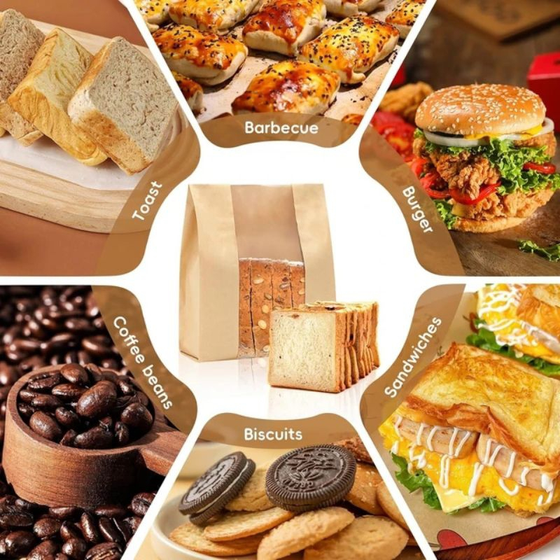 

Kemasan roti tawar/manis/banquet kraft plastik packaging serbaguna polos /motif kraft free stiker