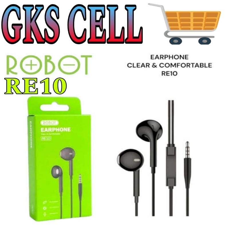 Earphone Robot RE10 With Mic / Headset Handsfree HF Robot RE 10