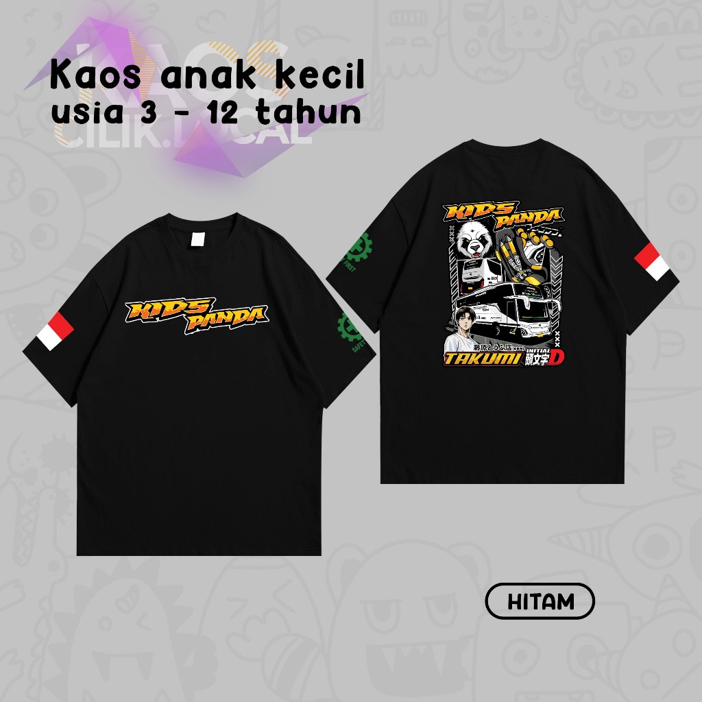 kaos anak bus panda/baju anak bus kings panda/mobil bus Baju Atasan Anak Laki laki / Perempuan