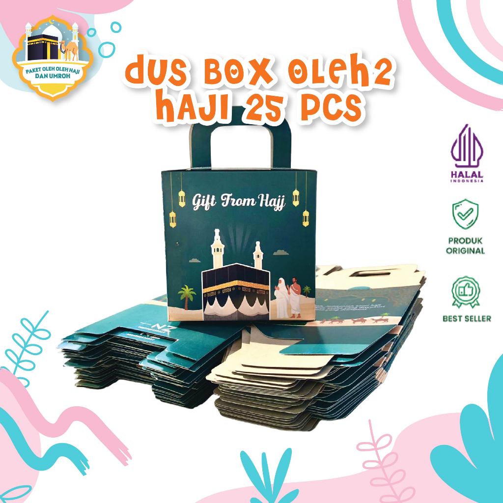 

Dus Kotak Kemasan Oleh-Oleh Haji Terbaru isi 25pcs Tali jinjing teng tang kabah Premium