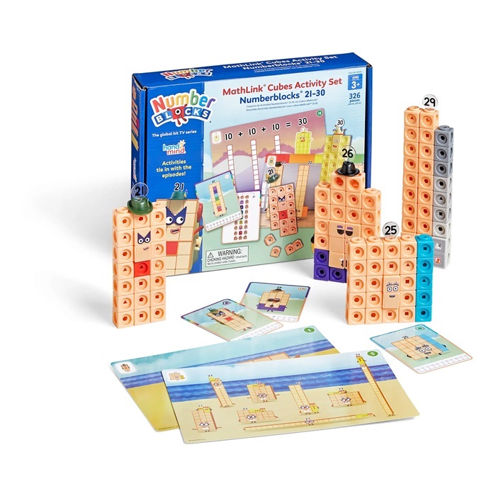 Hand2Mind - Numberblocks  Mathlink Cubes 21-30 Activity Set, Mainan Blok Matematika