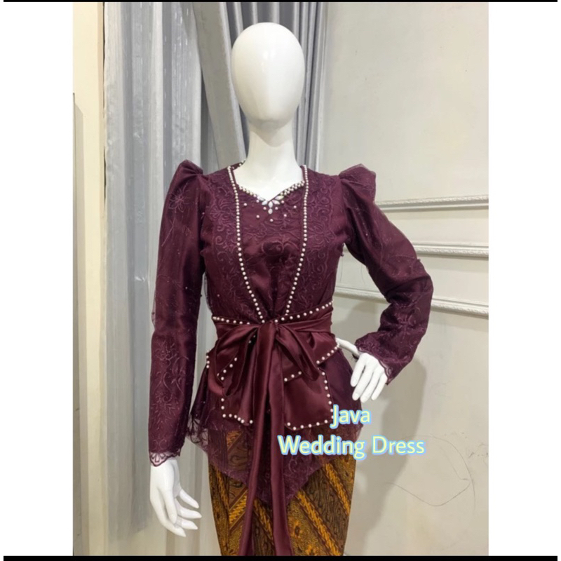 Kebaya brokat lengan balon/ kebaya brokat lamaran / kebaya wisuda / kebaya wedding