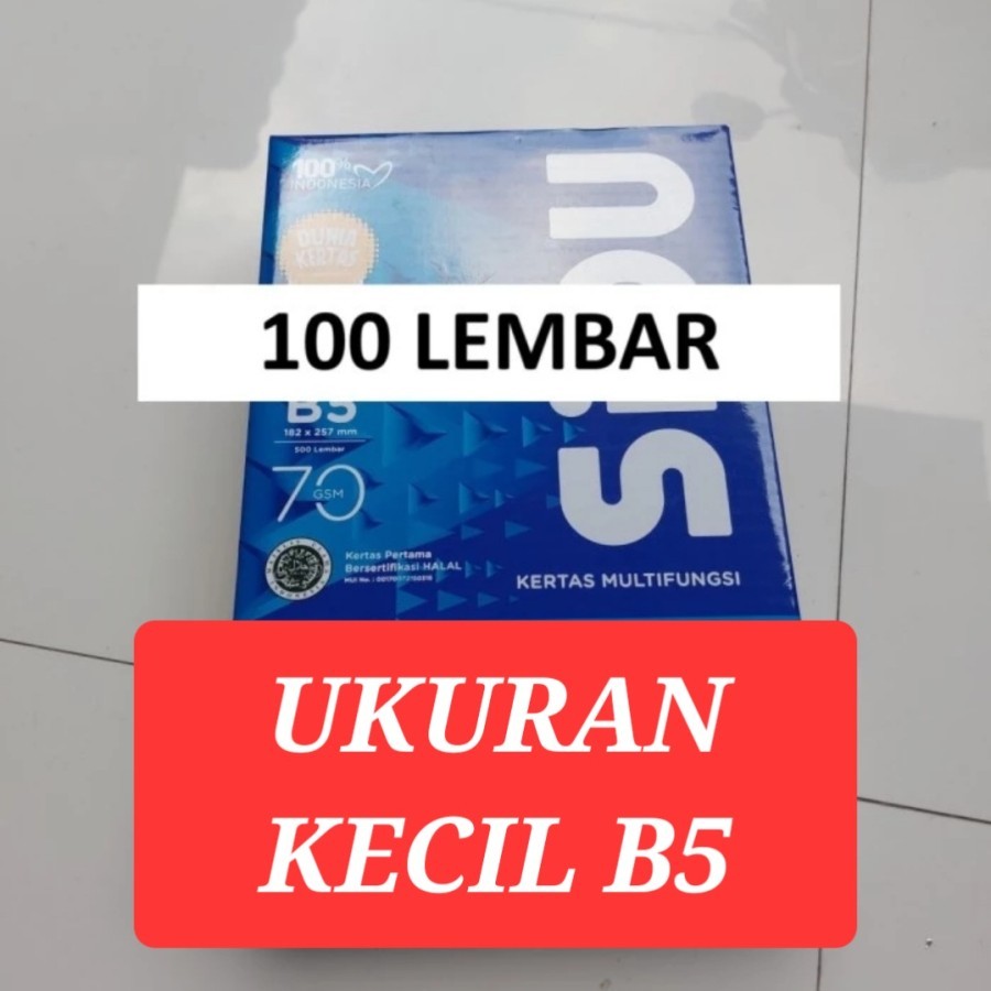 

100 LEMBAR HVS KECIL UKURAN B5 Putih Polos Sinar Dunia B5 70 Gram 182x257mm