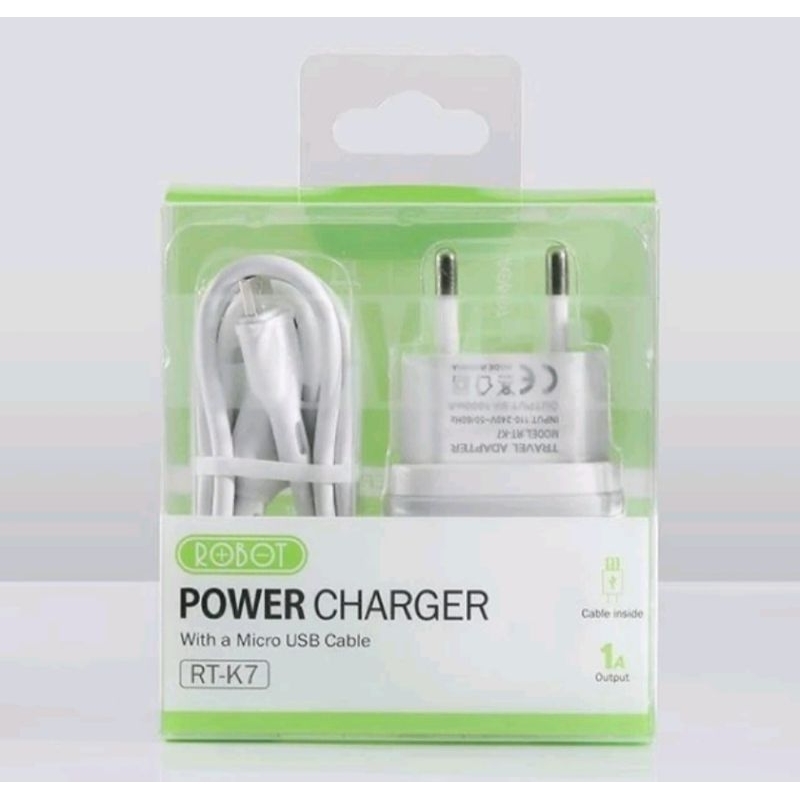 Charger ROBOT RT-K7 with micro usb cable 1m Charger HP cas handphone CAS HP