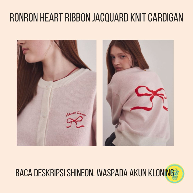 CEK DESKRIPSI RONRON HEART JACQUARD KNIT CARDIGAN WANITA ORIGINAL