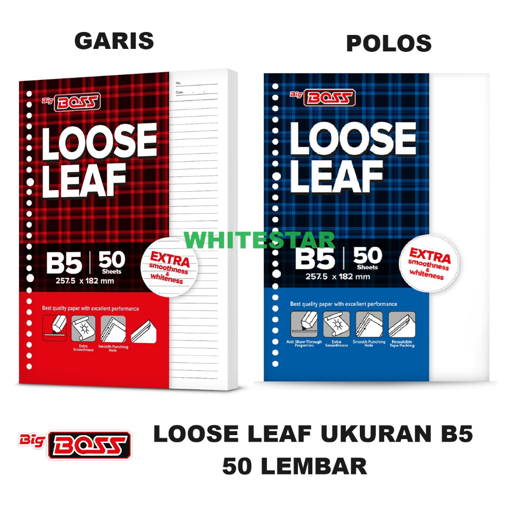 

loose leaf polos / garis big boss - ukuran / Uk. B5 50 lembar