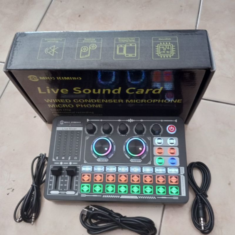 Audio Sound Card F999 Karaoke Live Streaming Sound Card Bluetooth