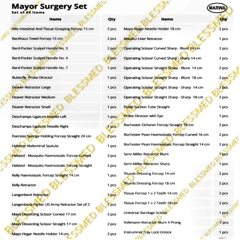 Mayor Surgery (Set of 44 Items) + Bak Instrument Marwa