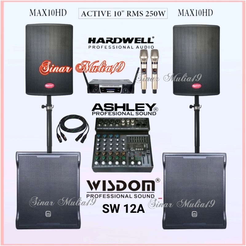 Paket Karaoke Sound System Speaker Aktif 10 Inch BareTone MAX10HD 2 Unit Subwoofer Aktif 12 Inch Wis