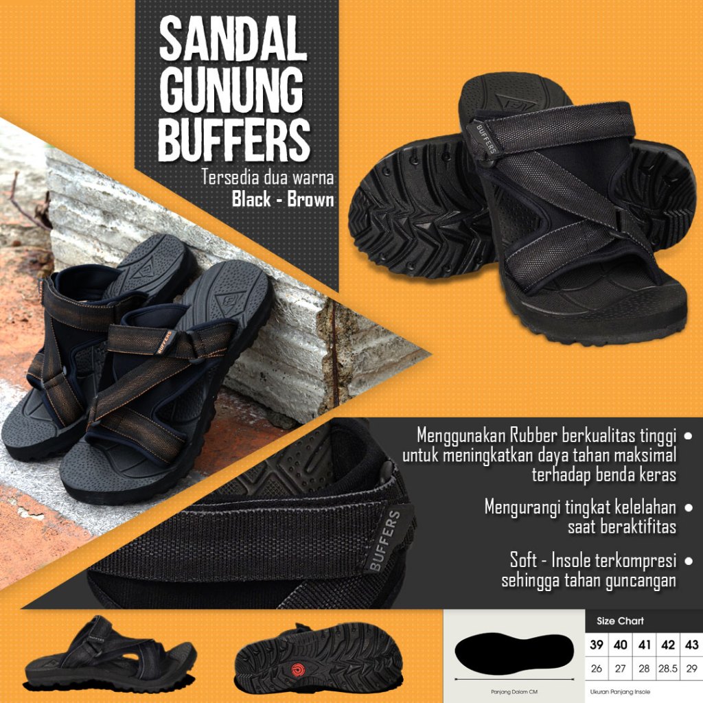 BUFFERS STRONG - Sandal Gunung Buffers Pria Wanita - Sandal Mountain