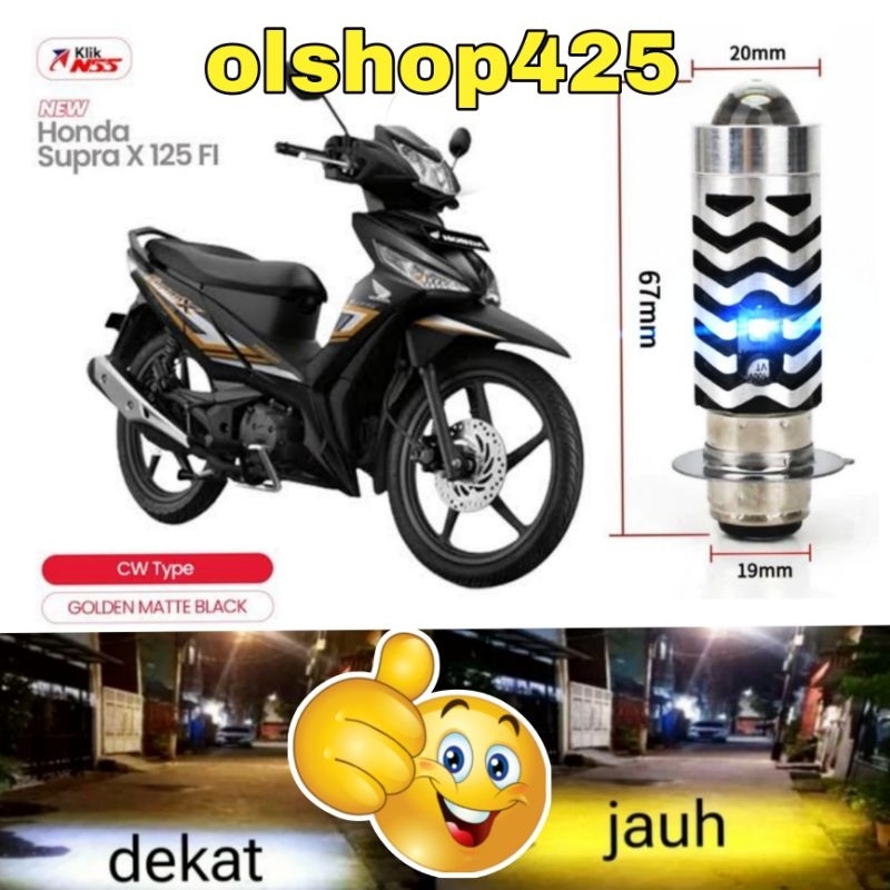 Lampu LED Laser Combo 2 Warna Putih Kuning untuk Motor Supra X 125 FI AC/DC"