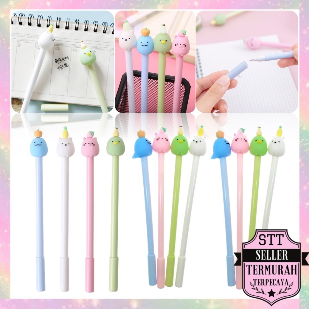 

STT Pena Tinta Hitam Karakter Hewan Lucu Model Animal Buah Pen Ujung Lancip Karakter Murah