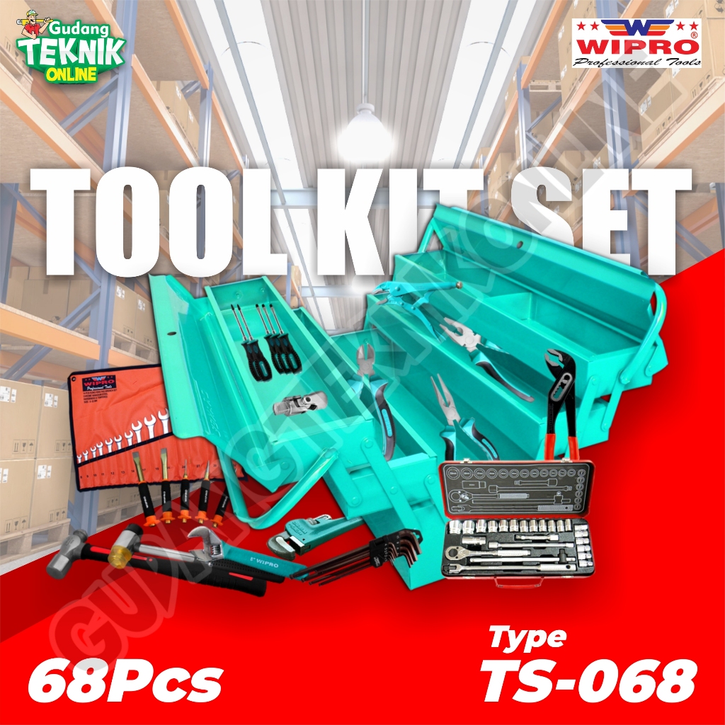 Tool Kit Kunci Set 68pcs WIPRO TS-068 / Tool Kit Sock Sok Set Box WIPRO TS068- TOOL KIT SET BOX WIPR