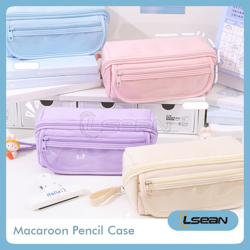 

PENCIL CASE ORGANIZER POLOS TAS PENSIL RISLETING LAPIS AESTHETIC KOREA WARNA PASTEL MACAROON KAPASITAS BESAR