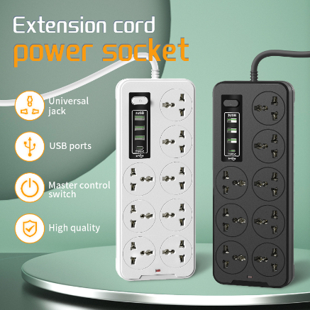 Eight Port 3 USB 1 Type C Colokan Kabel Listrik Stopkontak Kabel SAmbungan Kabel - Stop Kontak Colok