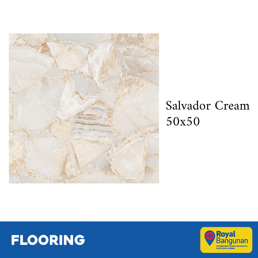 Milan Keramik Salvador Cream 50X50 Keramik Lantai Motif Stone Glossy