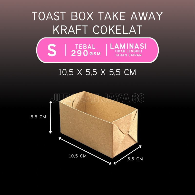 Sleeve Toast Kraft Box Alas Roti Take Away Kraft Ketebalan 290 gsm Ukuran 10,5 x 5,5 x 5,5 cm | Box 
