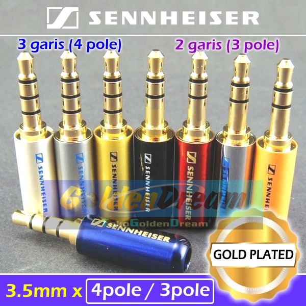 Jack Audio 3.5mm Stereo Logo Sennheiser Headset Speaker Mic TRS TRRS 2 Garis 3 Pole 4 Pole