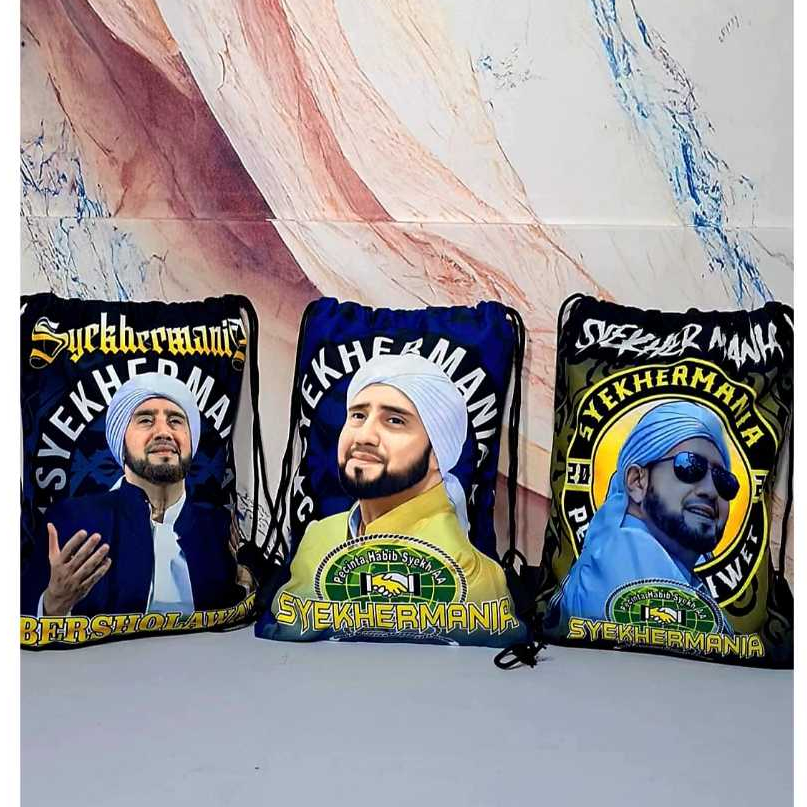 Tas Serut Syekhermania/Tas Serut Ransel Custom Nama/Tas Serut Ransel Pria Wanita