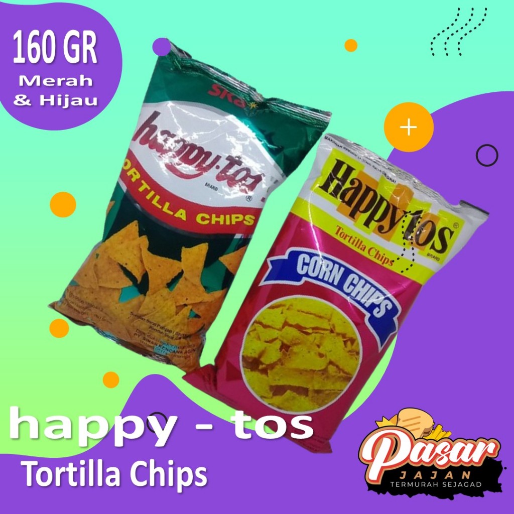 

Happytos Happy Tos Tortila Chips 140Gr Merah dan Biru Snack Jagung Gurih